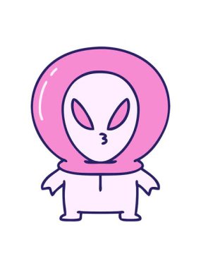 Küçük uzaylının parlak ışık efekti. Düşünceli görünüyor.