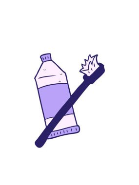 Çizgi film diş macunu ve diş fırçasının yanıp sönen radyal çizgileri