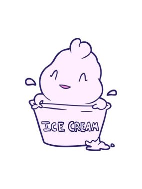 Tatlı çizgi film dondurma tasarımının animasyonunu durdurup duraklat