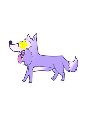 Parlayan yıldızlar çizgi film kahramanı mutlu bir köpeğin animasyonunu etkiler.