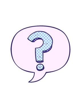 Dikkat çekici soru işareti ve konuşma baloncuğu canlandırması