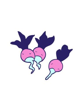 Karikatür karalamalarının dönen hareketi sağlıklı turp