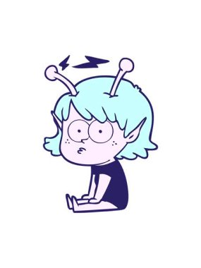 Uzaylı kız illüstrasyonunun hareketli canlandırması