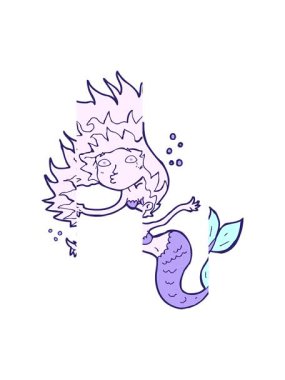 Çizgi film deniz kızı illüstrasyonunun bölünen hareketi