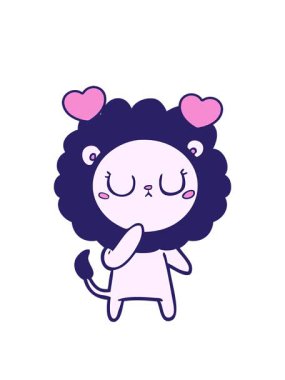 Karikatür aslanının dönen kalpleri.