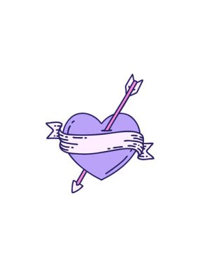 Sancaklı bir okun kalbinin ikonik dövme tarzının satış animasyonu