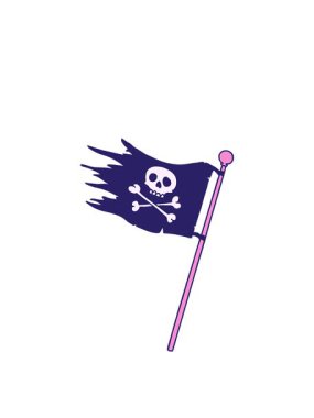 Bir korsan bayrağının karikatürü çizilmiş el hareketlerinin animasyonu