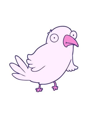 Bir kuş karakterinin tatlı çizgi filminin titreyen hareketi.