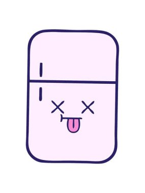 Buzdolabının tatlı çizgi filminin titreşimli hareketli animasyonu