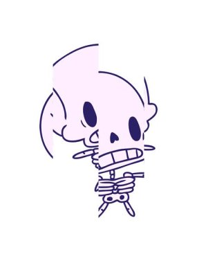 Kawaii 'nin sevimli ölü iskeletinin canlandırmasının bölünen hareketi