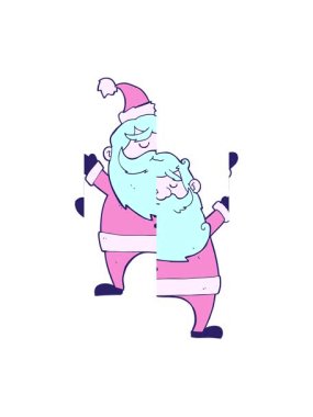 Neşeli Noel Baba karikatür çiziminin bölünmüş hareket animasyonu