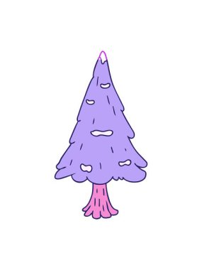 Çizgi film karalamalarının animasyonunu aç. Tek karla kaplı ağaç.