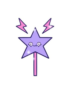 Sihirli değneğin sevimli bir illüstrasyonunun ışıltı etkisi