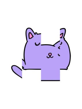 Tatlı kawaii kedisinin canlandırmasının bölünmüş hareket animasyonu