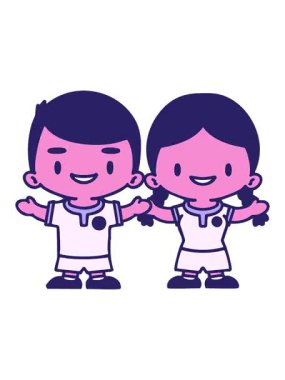 Erkek ve kadın Brezilyalı futbolcuların çizgi film efektlerini renklendir