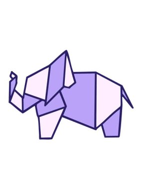 Japon katlanmış kağıt origami filinin hareketli animasyonu