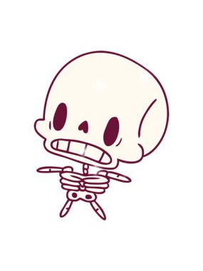 Çizgi film canlandırmasının ışıltılı etkisi kawaii parlak renkli sevimli ölü iskelet