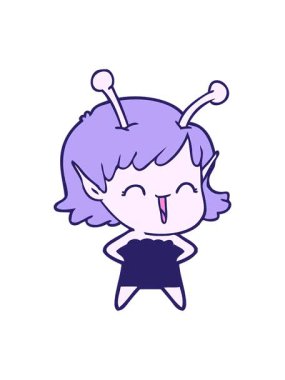 Uzaylı kızın gülüşünün hareketli animasyonu.