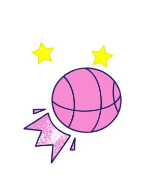 dönen yıldızlar bir basket topunun eski grunge desen çizgi filminin animasyonu