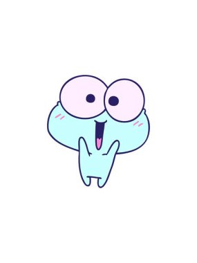 Kawaii çizgi film animasyonunun satış animasyonu tatlı kurbağayı heyecanlandırdı