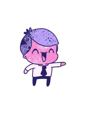 Kawaii 'nin takım elbiseli, el yazısıyla çizilmiş çizgi filminin dikkat çekici animasyonu.