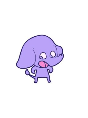 Çizgi film fil tasarımının yatay titreşimli animasyonu