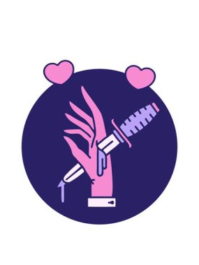 dönen kalpler elinde bir hançer görüntüsü.