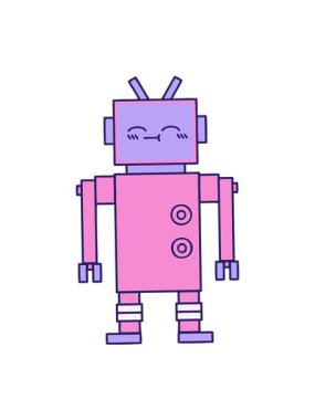 Robot çiziminin sevimli hareketli animasyonunu oynat