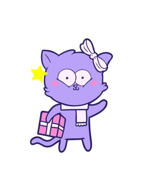 Parlayan yıldızlar neon bir kedinin çizgi filminin animasyonunu etkiler.