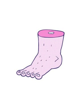 freehand çizilmiş karikatür ayağının radyoaktif parlayan animasyonu