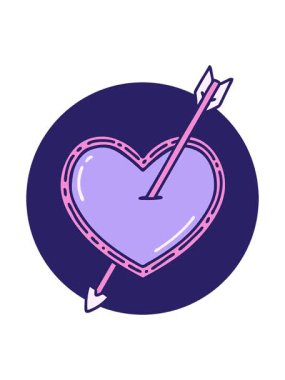 Bir okun ve kalbin dövmesel görüntüsünün hareketli animasyonu