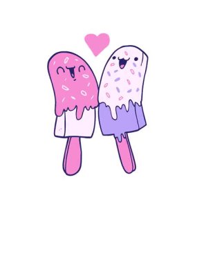 Buz lolipopunun aşk karikatürünün yükselişi ve yüzüşü