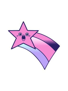 Kayan bir gökkuşağı yıldızının gradyan gölgeli çizgi filminin basınçlı animasyonu