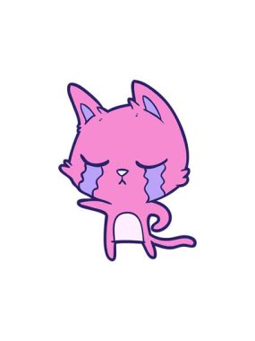 Dikkat çeken çizgi film kedisi işaret ederek ağlayan animasyon