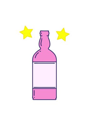 dönen yıldızlar geleneksel bir şişe şeklinde dövme animasyonu