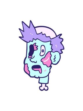 Çizgi film zombi kafasının hareketli animasyonu