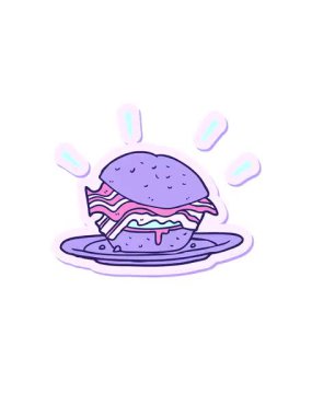 Çizgi film pastırmalı sandviçin çıkartmasının canlandırmasını yap ve süzül.