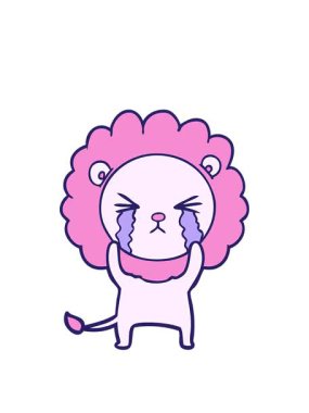 Karikatür ağlayan aslanın animasyonunu genişletiyor.