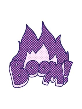 freehand çizilmiş çizgi roman tarzı çizgi film patlamasının efekt animasyonunu renklendir