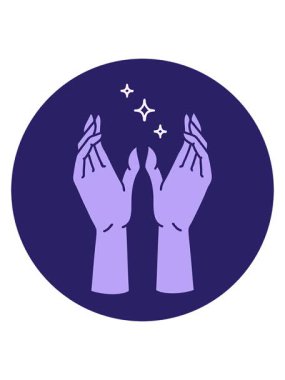 Parlak ışık efekti ikonik dövme stili ellere ulaşmanın canlandırması