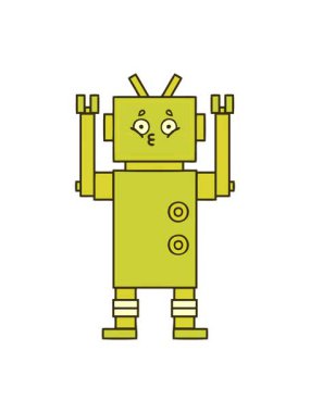 Bir robot resminin sevimli çizgi filminin renk animasyonu değişiyor