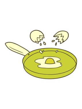 Kızarmış yumurtanın rengini değiştiren çizgi film.