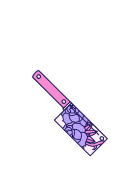 Satır ve çiçek karikatürünün ikonik dövme tarzındaki hareketli görüntüsü