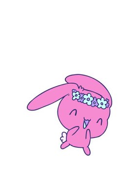 Kawaii sevimli tüylü tavşanın zıplama hareketli animasyonu