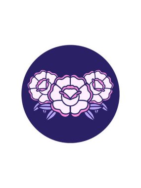 Bir buket çiçeğin ikonik dövme görüntüsünün radyoaktif parlayan animasyonu