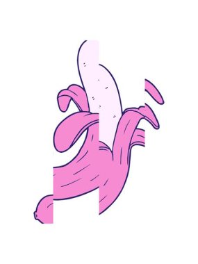 Muz çizgi filminin bölünmüş hareket animasyonu