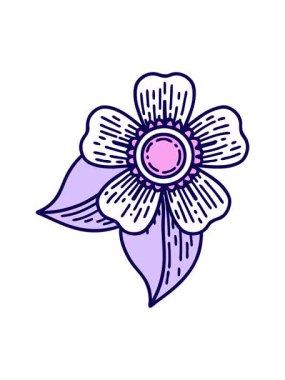 Çiçekli çizgi film elementinin neon ışık efekti canlandırması