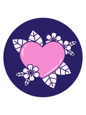 Bir botanik kalbin dövme stili görüntüsünün canlandırmasını piksel hale getir