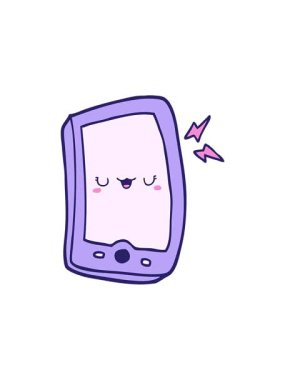 sevimli çizgi film cep telefonunun basınçlı canlandırması