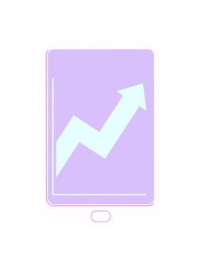 Ticari performans grafik vektör illüstrasyon simgesini gösteren elektronik tabletin neon ışık efekti canlandırması